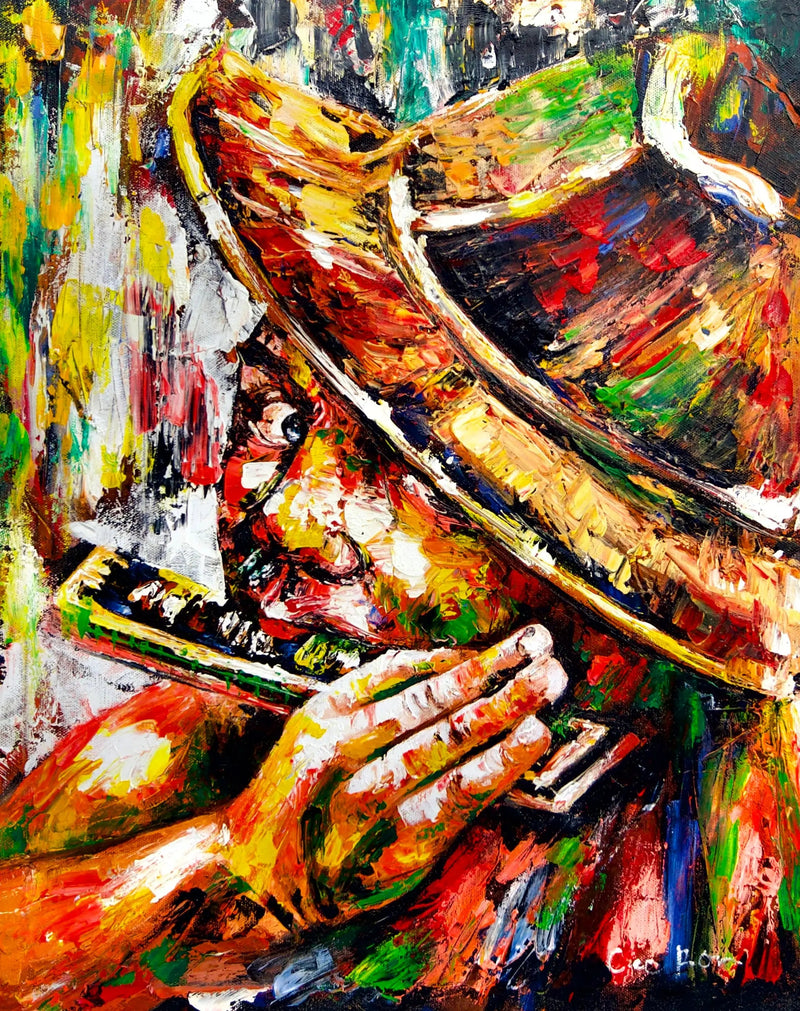 Mundharmonikaspelaren | 40 x 50 cm