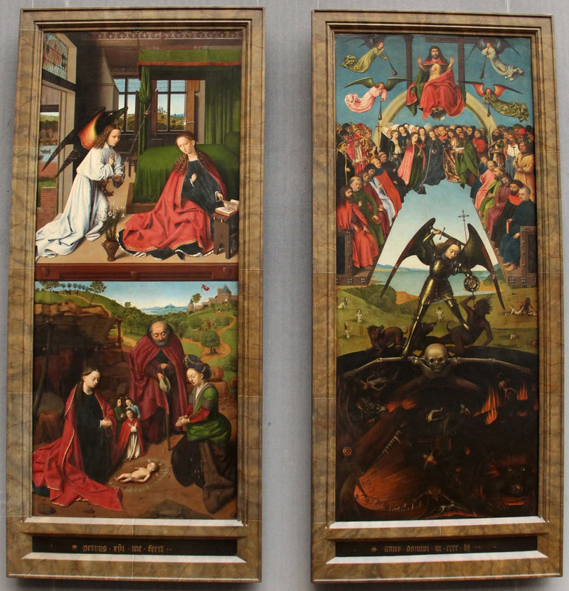 Domedagen, Bebådelsen och Kristi Födelse av Petrus Christus - Petrus Christus