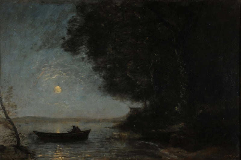 Sjön, nattseffekt - Jean-Baptiste Camille Corot