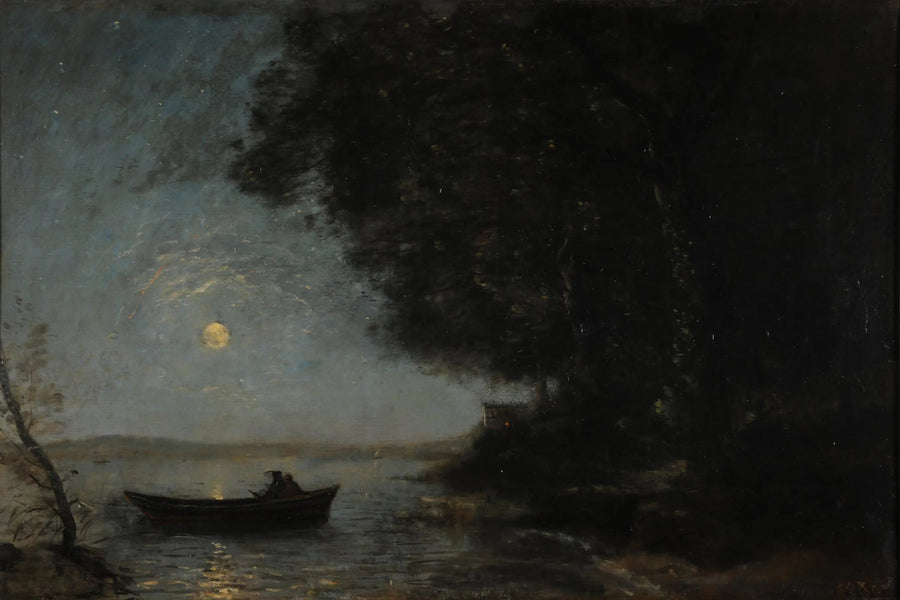 Sjön, nattseffekt - Jean-Baptiste Camille Corot