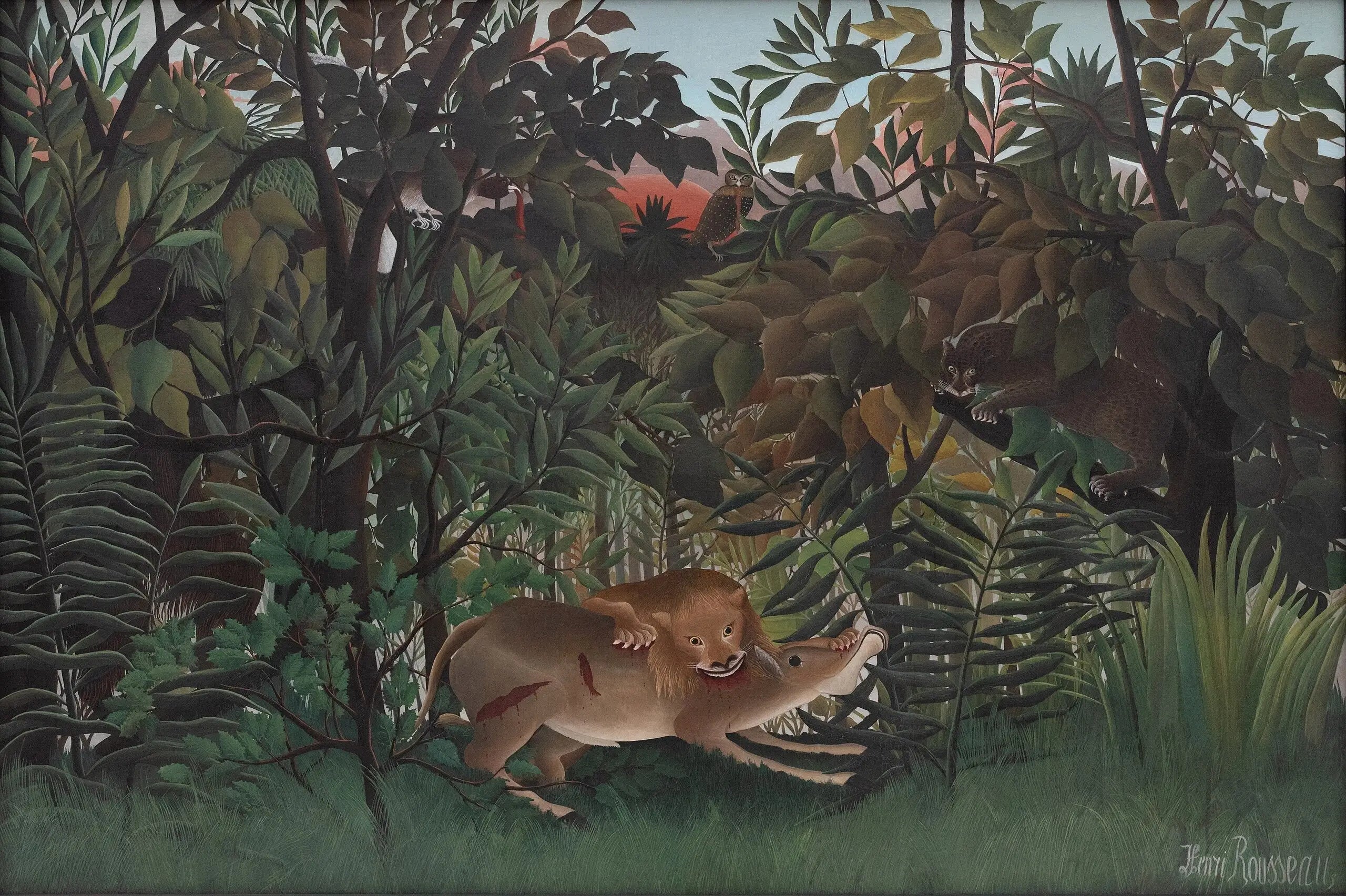 Le lion ayant faim se jette sur l’antilope - Henri Rousseau - Alpha Reproduction