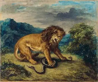 Lejonet och ormen - Eugène Delacroix