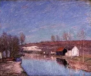 Loing och Saint-Nicaise-kullen - februari eftermiddag - Alfred Sisley