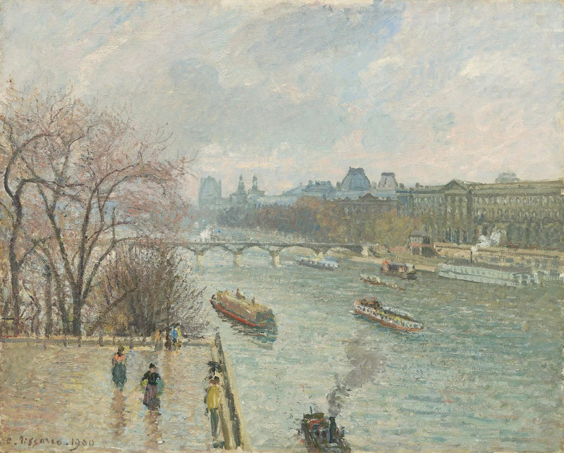 Louvren, Eftermiddag, Regnigt väder (Första serien) - Camille Pissarro