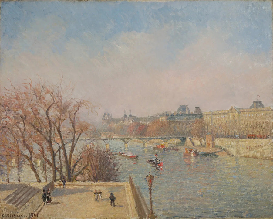 Louvren, morgon, sol - Camille Pissarro