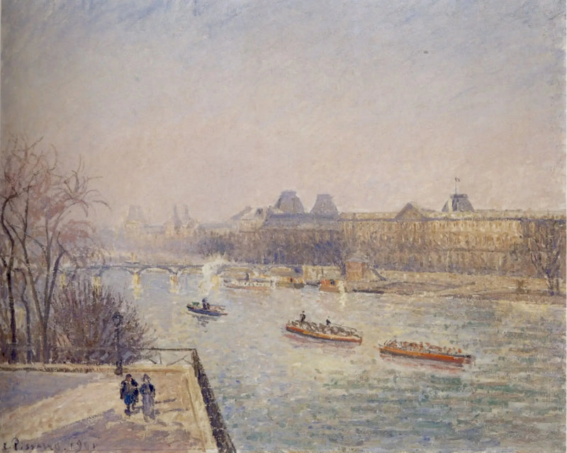 Louvren, morgon, vintersol, frost - Camille Pissarro