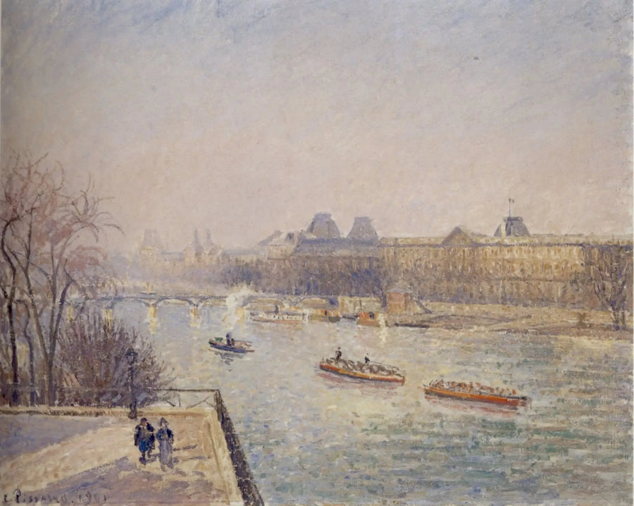 Louvren, morgon, vintersol, frost - Camille Pissarro