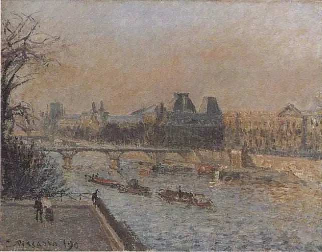 Louvren, solnedgång, 3:e serien - Camille Pissarro
