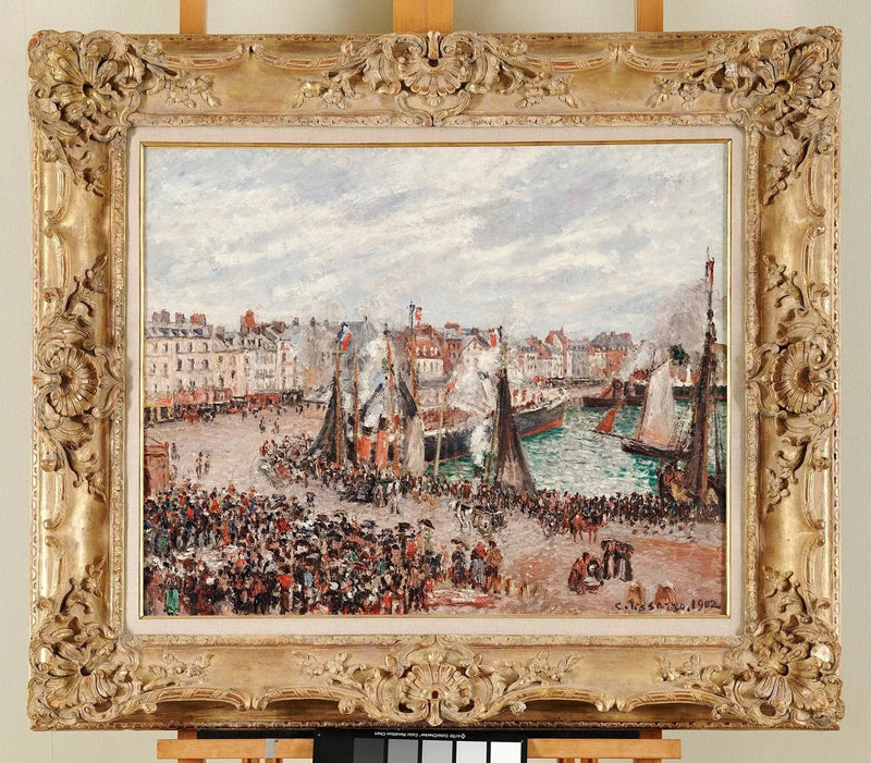 Fiskmarknaden, Dieppe, grått väder, morgon - Camille Pissarro