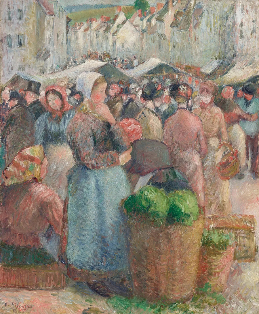 Marknaden i Gisors, Grande-Rue - Camille Pissarro