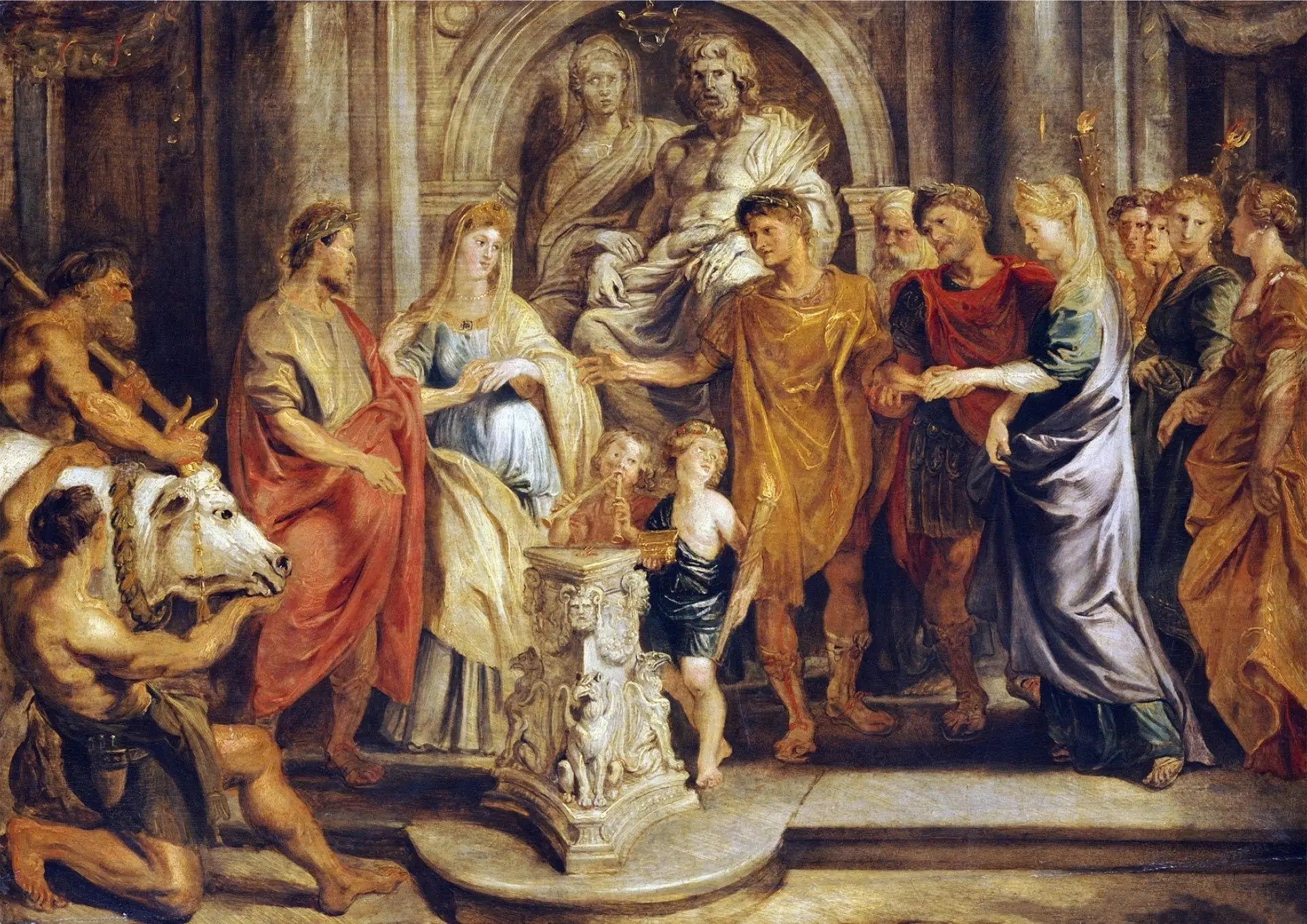 Le mariage de Constantin et Fausta et de Constantia et Licinius - Peter Paul Rubens image 1 reproduction artisanale de tableau