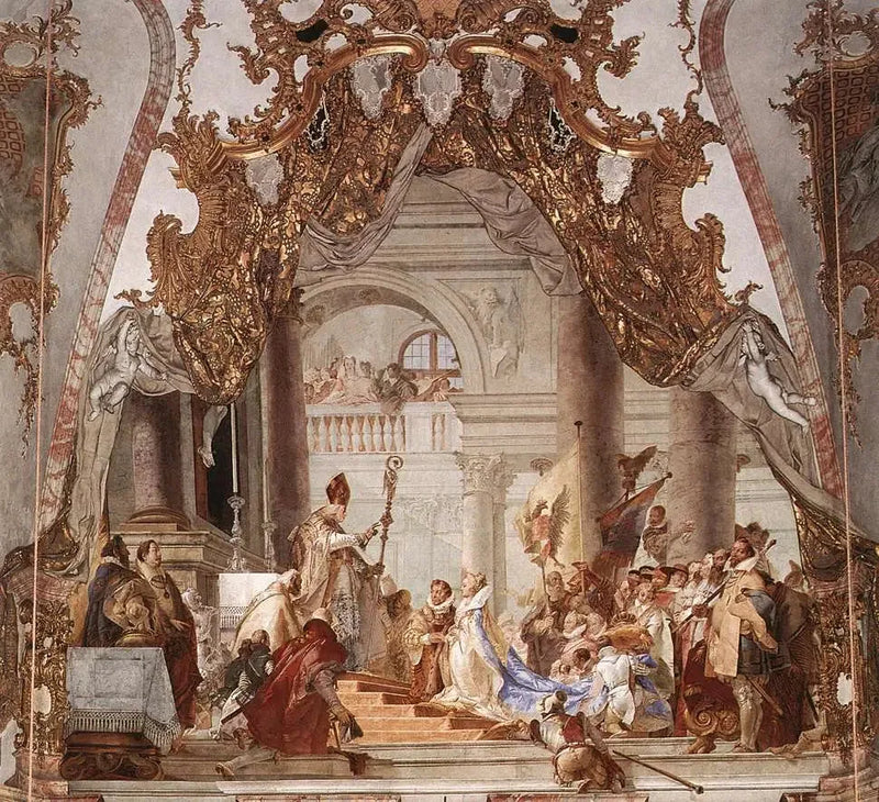 Kejsar Fredrik I. Barbarossas och Beatrices av Bourgogne äktenskap, takfresk - Giovanni Battista Tiepolo
