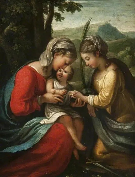 Det mystiska äktenskapet av heliga Katarina - Antonio da Correggio