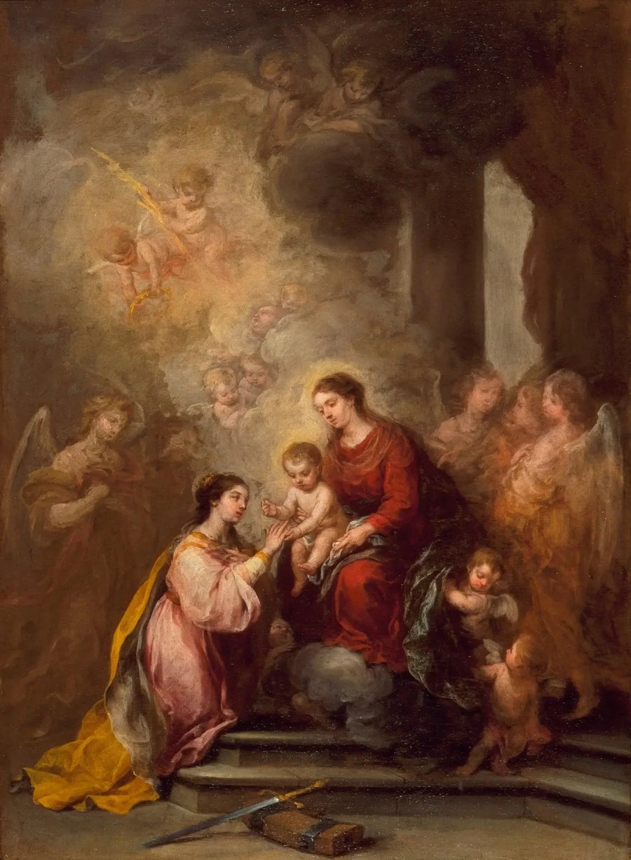 Den mystiska äktenskapet av heliga Katarina - Bartolomé Esteban Murillo