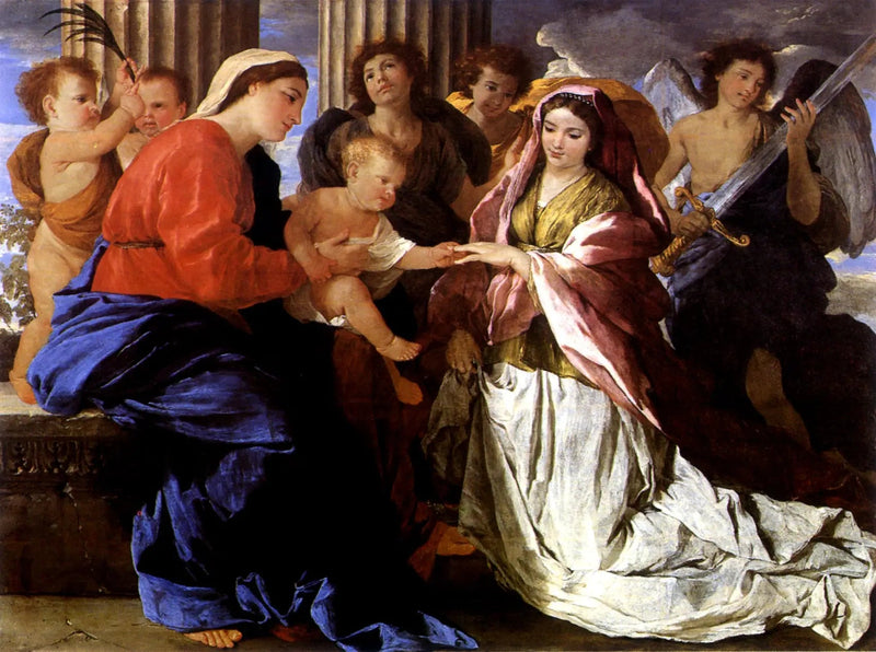Den mystiska äktenskapet av Sankta Katarina - Nicolas Poussin