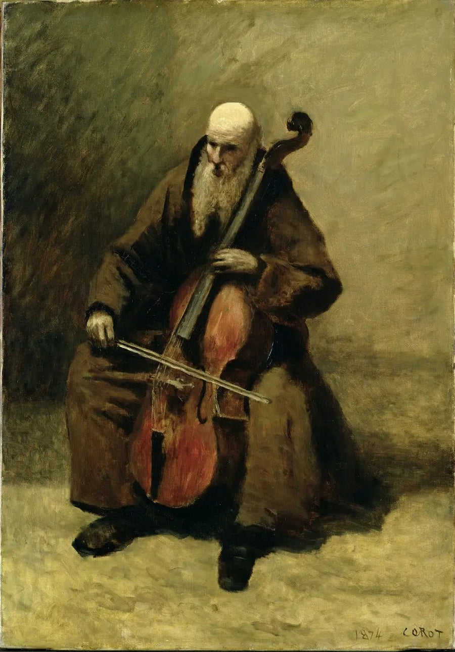 Munk med cello - Jean-Baptiste Camille Corot