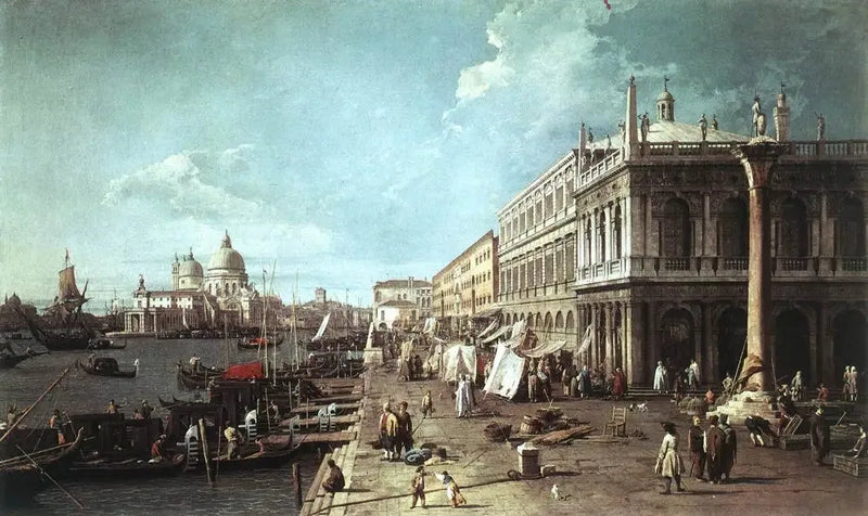 Mole med biblioteket och mynningen av Grand Canal - Canaletto