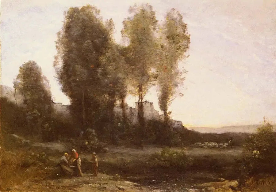 Munkklostret bakom träden - Jean-Baptiste Camille Corot