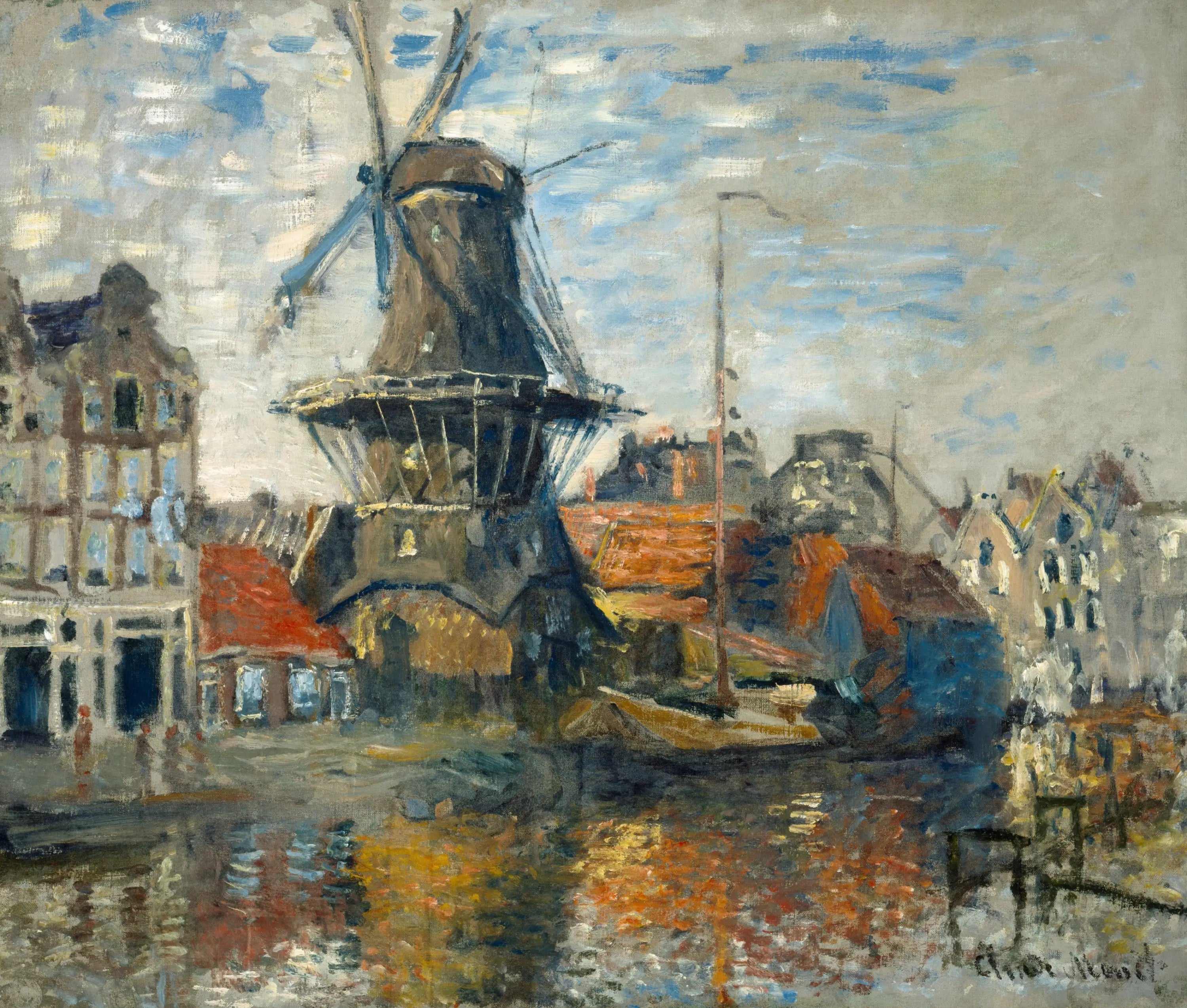 Reproduction du tableau « Le moulin à vent sur le gracht Onbekende, Amsterdam - Claude Monet » par Alpha Reproduction en peinture à l’huile