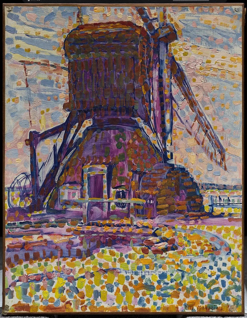 Möllan i Winkel, pointillistisk version - Piet Mondrian
