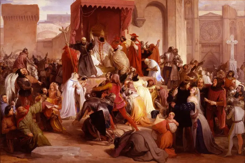 Påven Urban II predikar det första korståget på Clermonts torg - Francesco Hayez