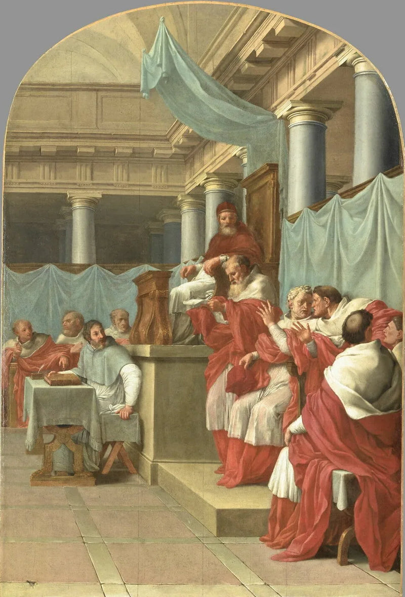 Påven Viktor III bekräftar inrättandet av Kartusianerna - Eustache Le Sueur