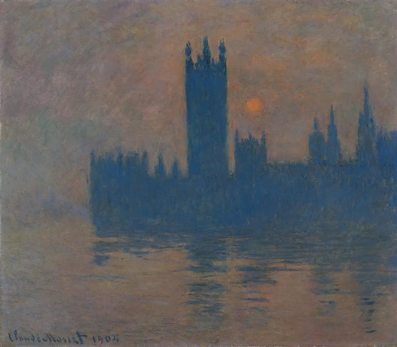 Parlamentet, solnedgång - Claude Monet