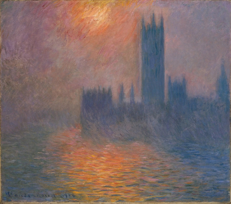 Parlamentet, solnedgång - Claude Monet