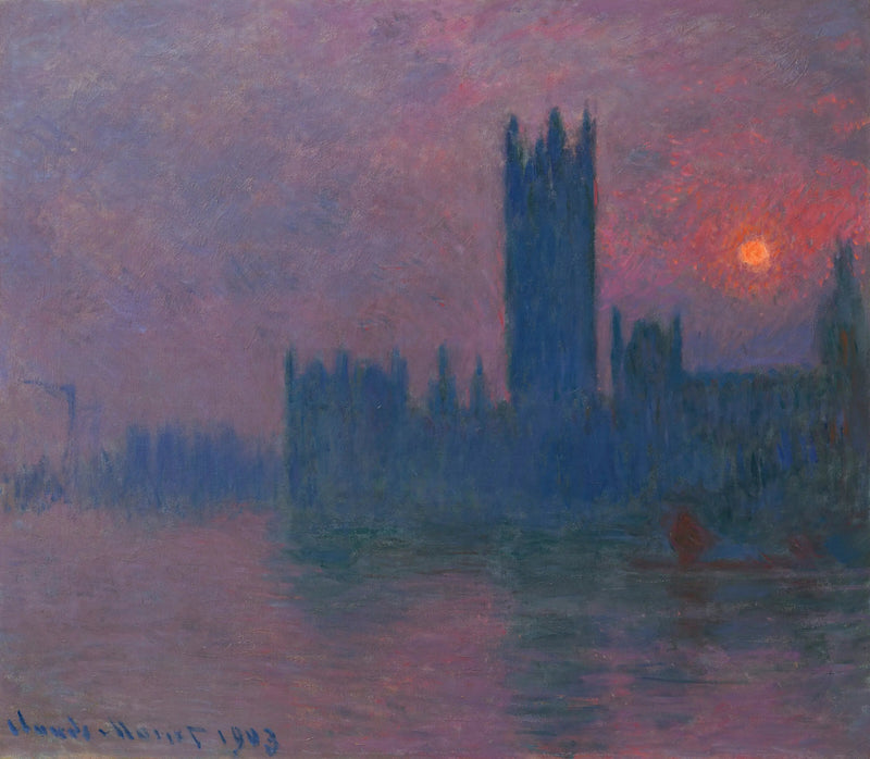 Parlamentet, solnedgång - Claude Monet