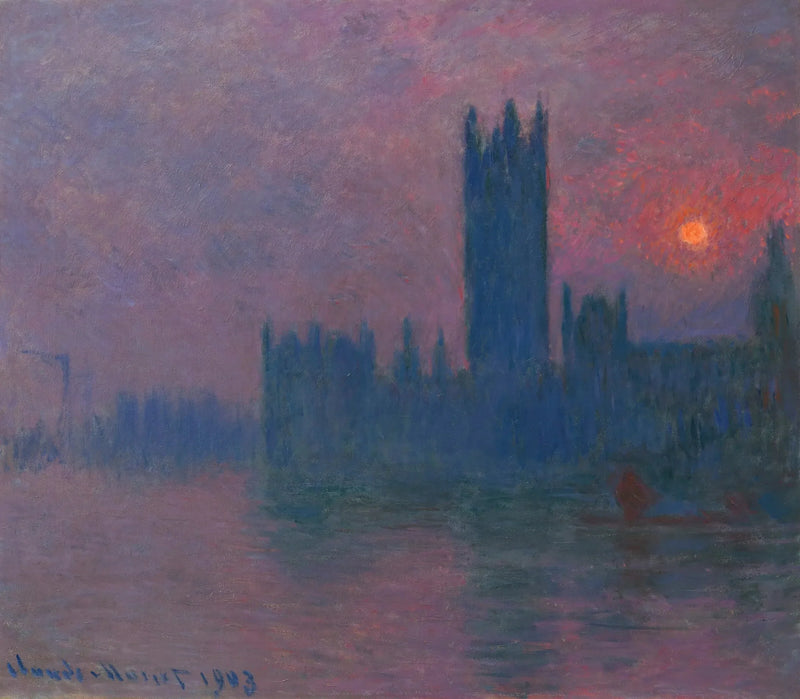 Parlamentet, solnedgång - Claude Monet