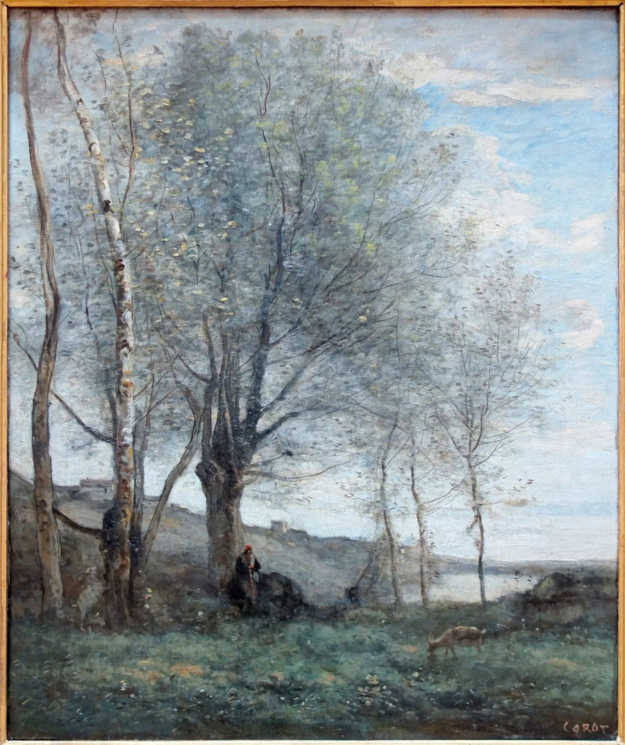  Herdhunden med två getter - Jean-Baptiste Camille Corot