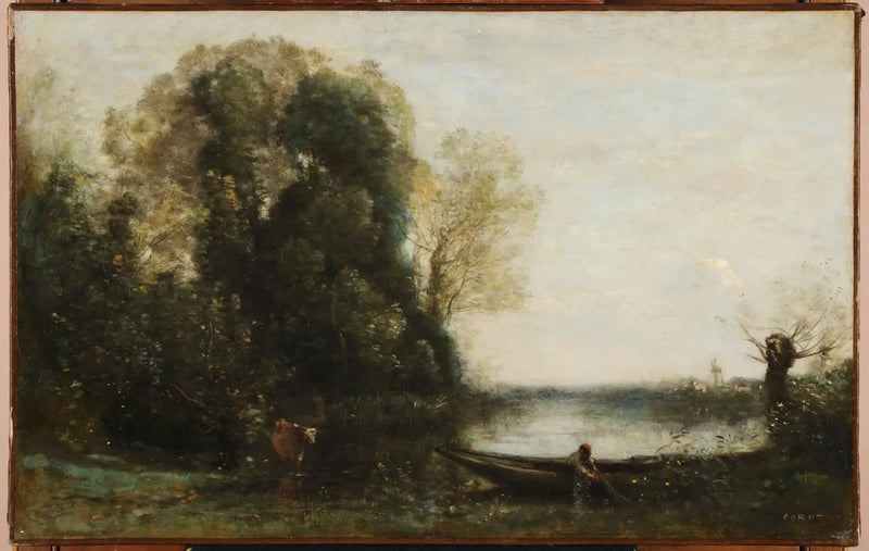 Fiskaren i båten vid stranden - Jean-Baptiste Camille Corot