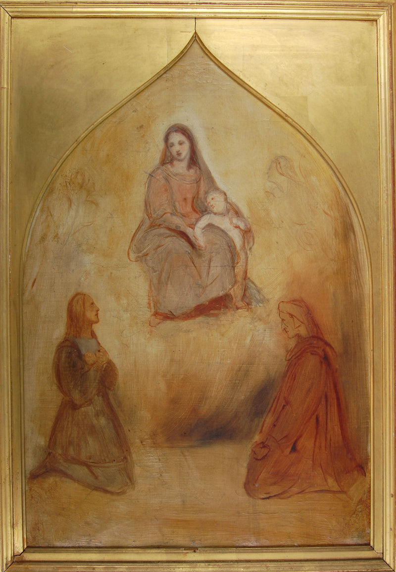 Raphael-målaren och Dante-poeten i tillbedjan inför Jungfru Maria och barnet - Ary Scheffer