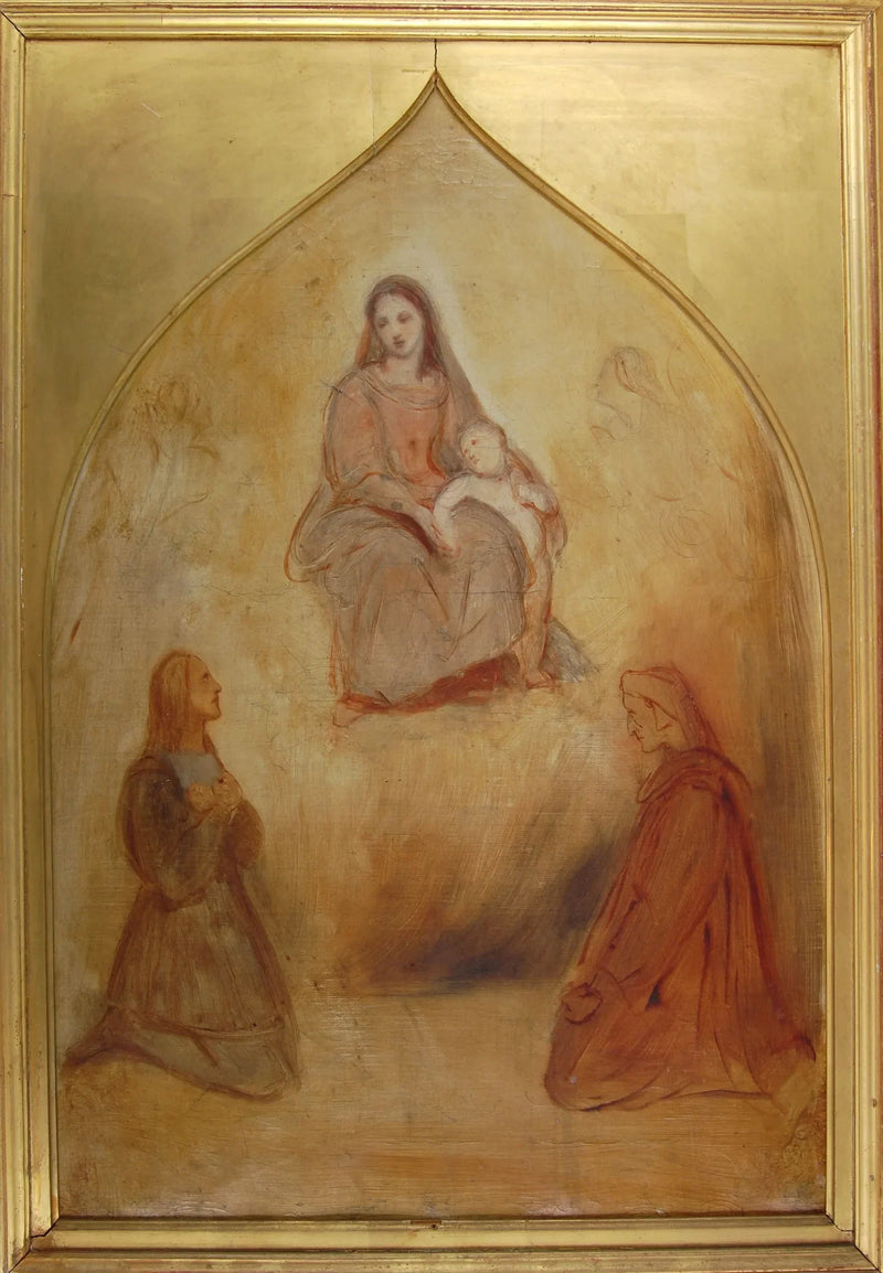 Raphael-målaren och Dante-poeten i tillbedjan inför Jungfru Maria och barnet - Ary Scheffer