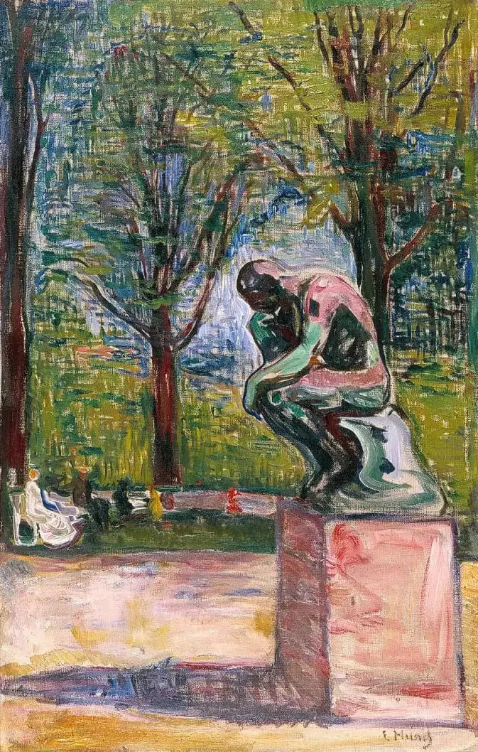 "Tänkeren" av Rodin i Dr Lindes trädgård - Edvard Munch