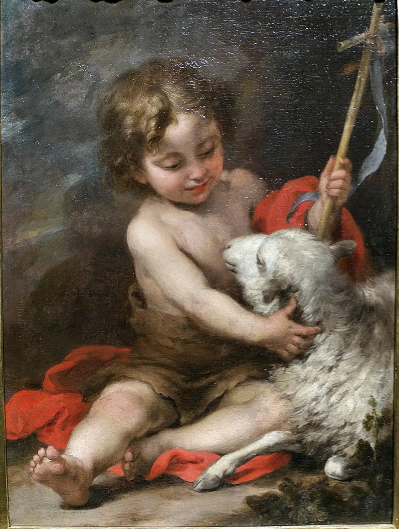 Den lilla helige Johannes som leker med ett lamm - Bartolomé Esteban Murillo