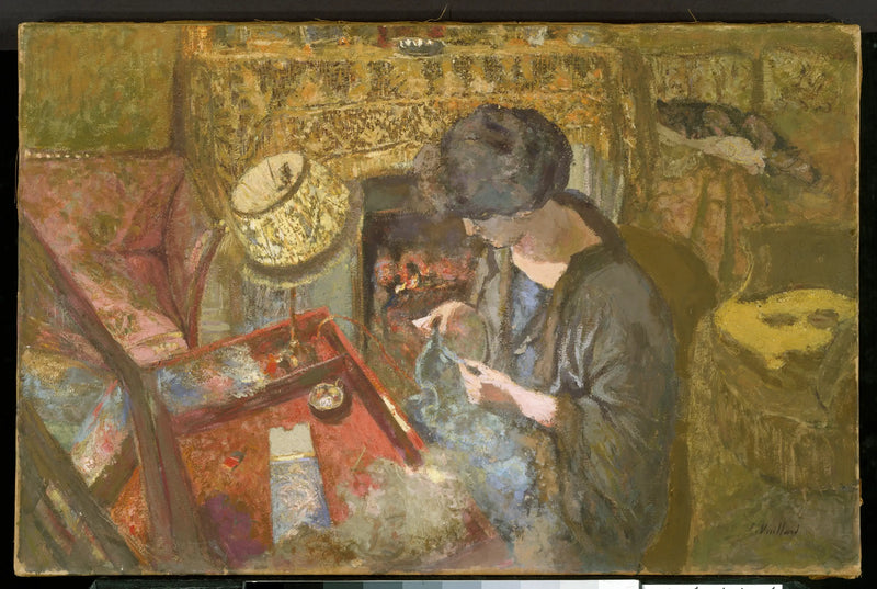 Lilla salongen: Fru Hessel vid sitt sybord - Édouard Vuillard