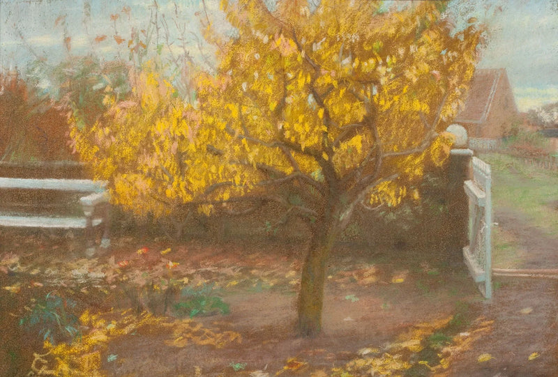 Fruktträdet i den främre trädgården hos Ancher, på hösten. - Anna Ancher