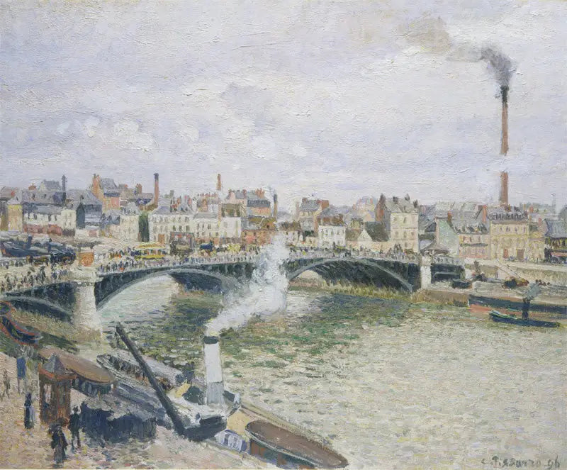 Boieldieu-bron i Rouen, morgon, fuktigt väder - Camille Pissarro