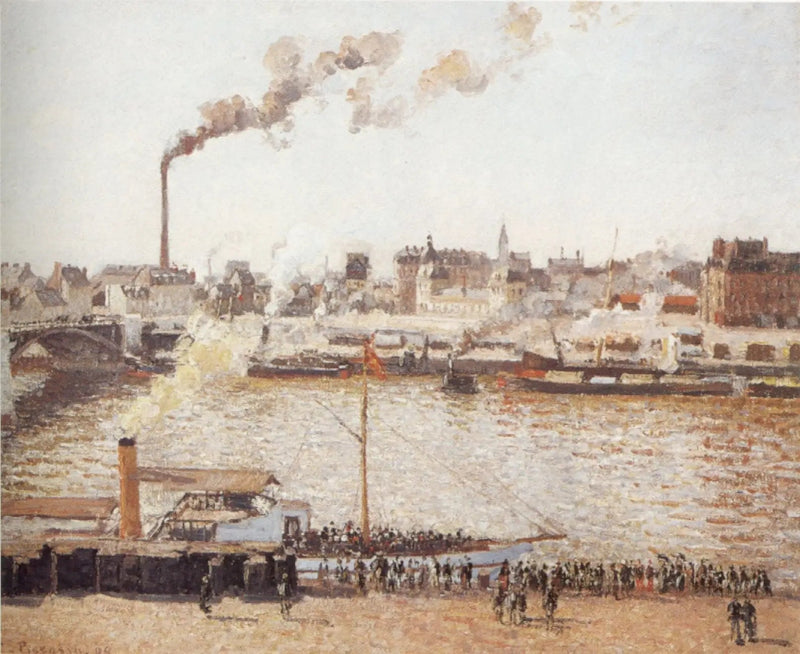 Boieldieu-bron och Orléans station, Rouen, morgon, sol - Camille Pissarro