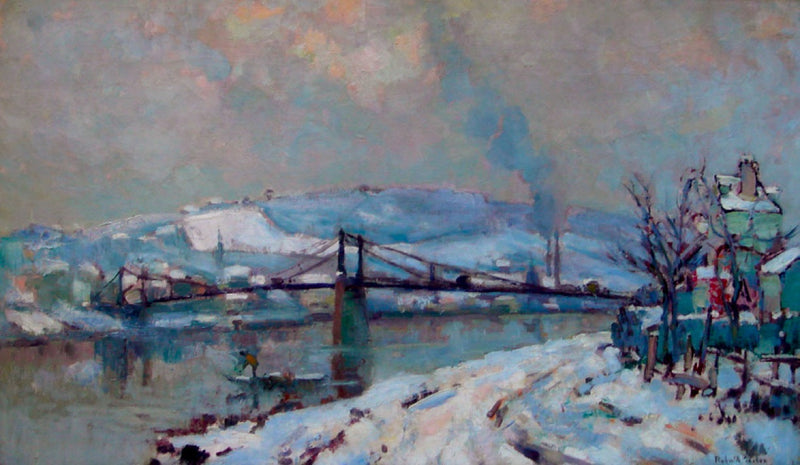 Elbeuf-bron under snön - Robert Antoine Pinchon