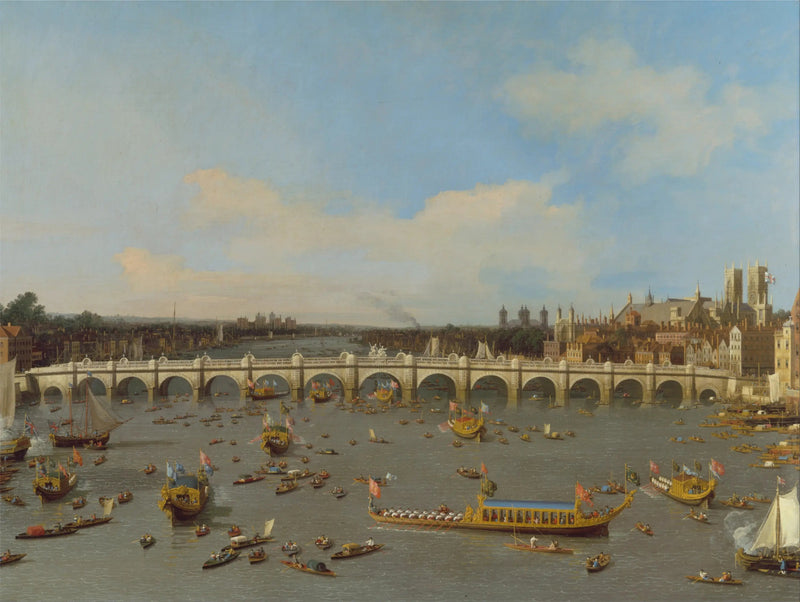 Westminster-bron, med Lord-Mayors procession på Themsen - Canaletto