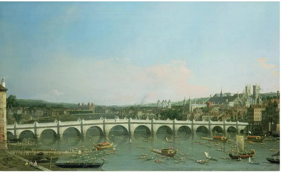 Westminsterbron sett från norr med Lord-mästarens procession - Canaletto