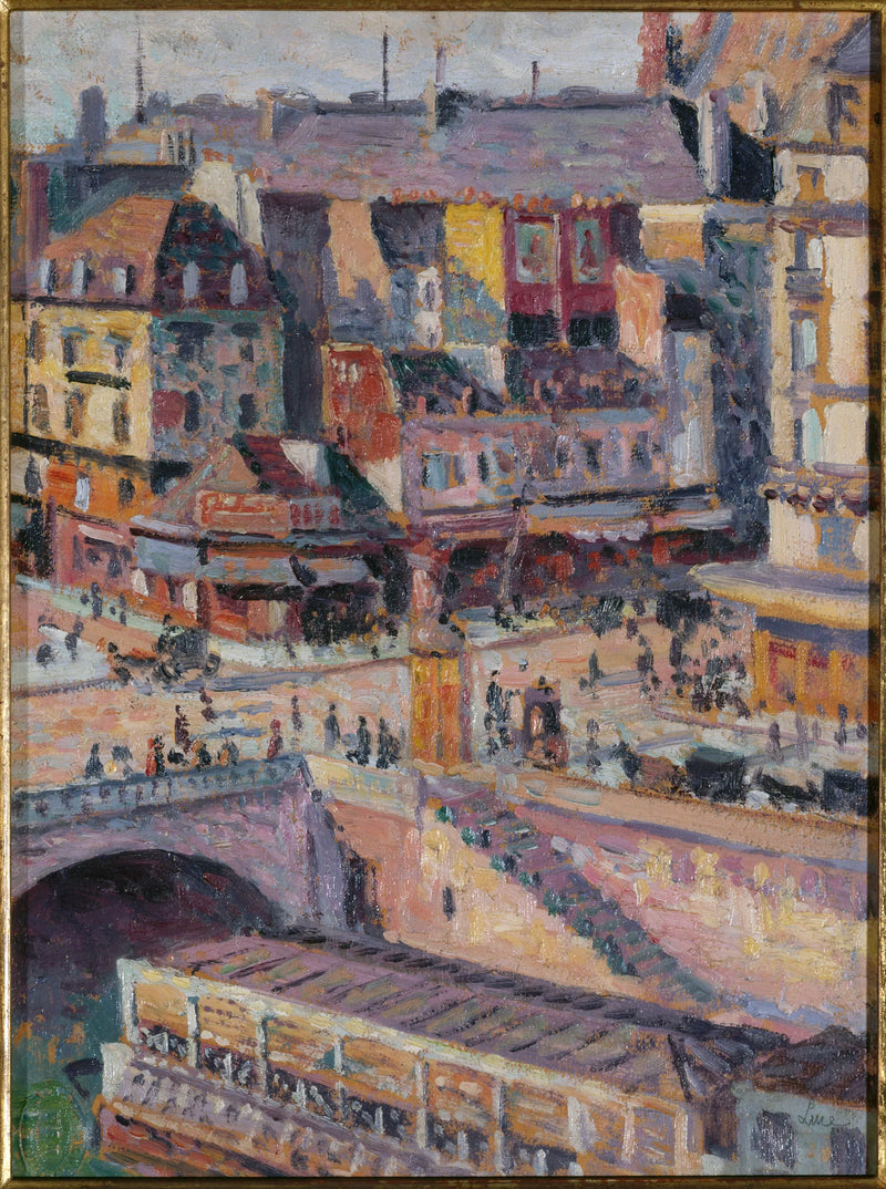 Saint-Michel-bron och Orfèvres kajen omkring 1905 - Maximilien Luce