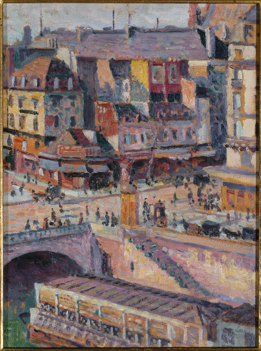 Saint-Michel-bron och Orfèvres kajen omkring 1905 - Maximilien Luce