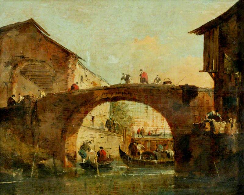 Bron över Brenta i Dolo (la Porta del Dolo) - Francesco Guardi