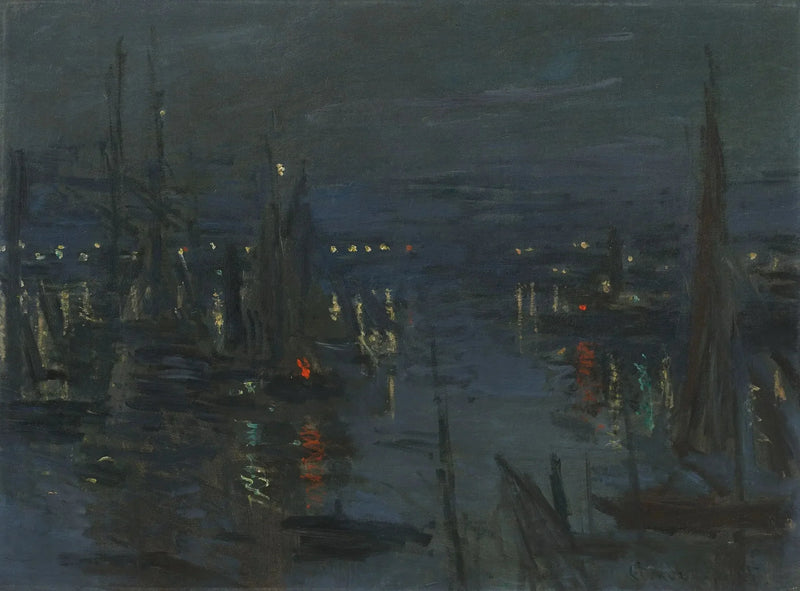 Hamnen i Le Havre, nattens effekt - Claude Monet