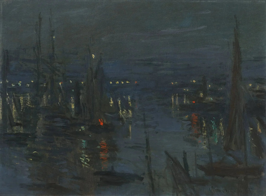 Hamnen i Le Havre, nattens effekt - Claude Monet