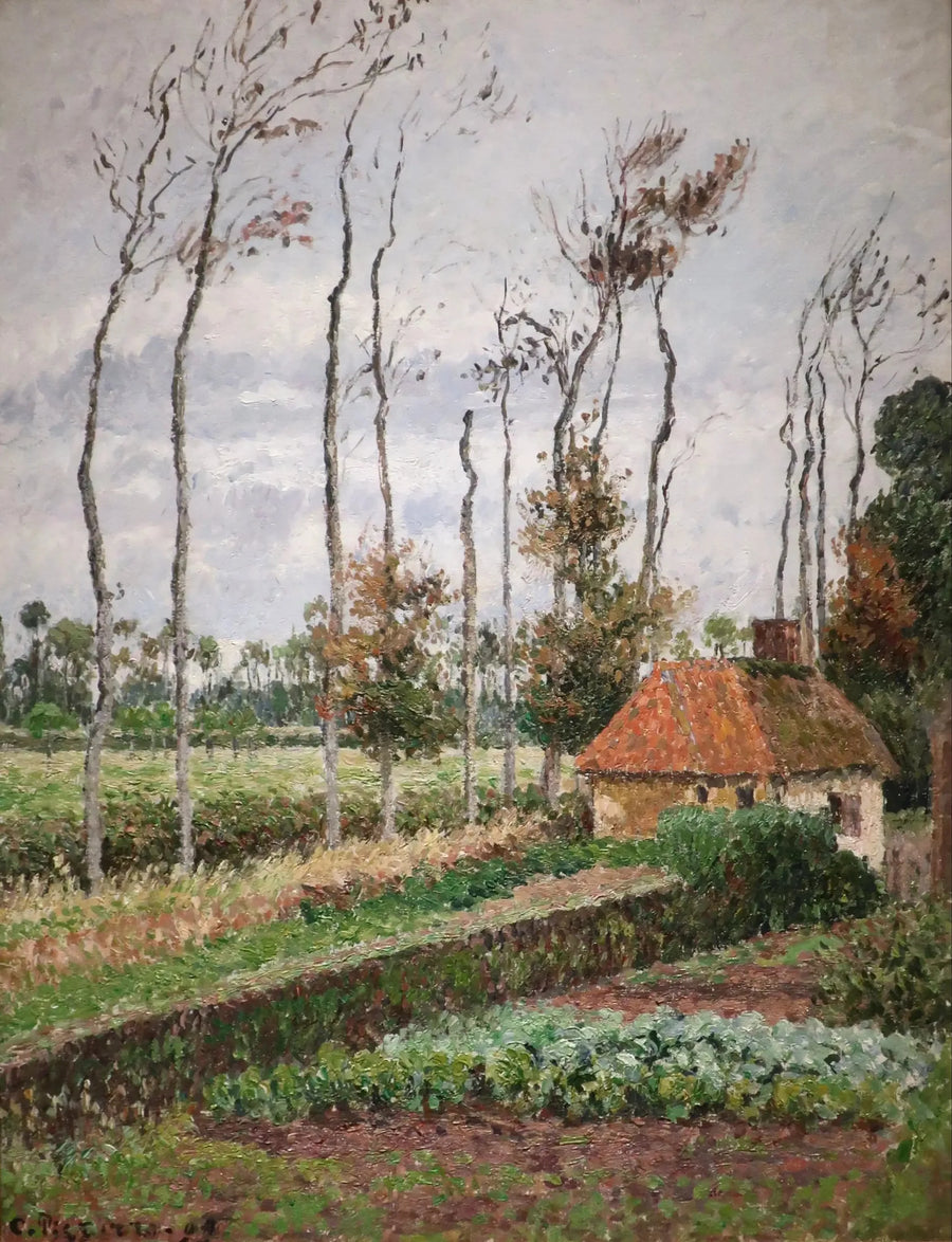 Ango herrgårds köksträdgård, Varangeville, grått väder - Camille Pissarro