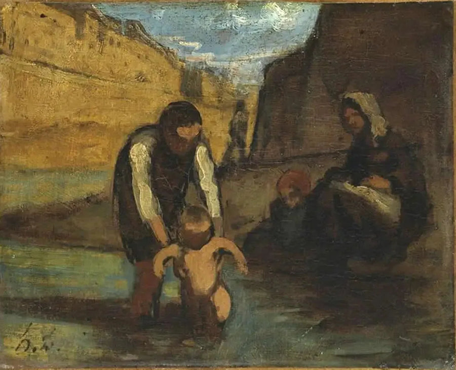 Den första badningen - Honoré Daumier